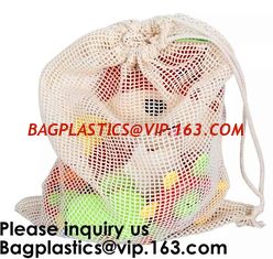 China Cotton Packing Bags For Fruit &amp; Vegetables, Organic Cotton Mesh Bags, Drawstring Cotton Net Bags, bagease, bagplastics supplier