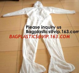 China Light Duty Disposable Protective Coveralls Suit Attached Non-Woven Fabric Hood Elastic Wrist Ankles and Waist Serged Sea supplier