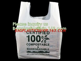 China corn starch based 100% biodegradable bag for food packaging T shirt bags, vest carrier, handle handy bags, singlet pac supplier