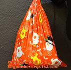 PE Plastic drawstring Gift Bags With cartoon Logo, drawstring christmas plastic giant santa sack for gift